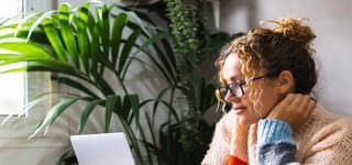 Woman working on laptop